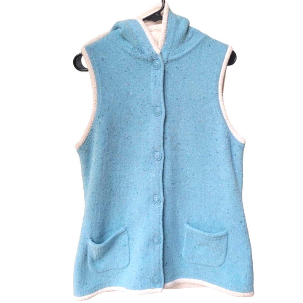 L.L. Bean Lambs' Wool Blend Hooded Vest Jacket Size M